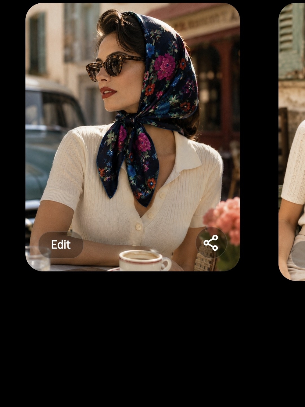 MISIRLI Floral Navy 100% Silk SCARF Women's HANDROLLED 34x34 - Picture 2 of 16